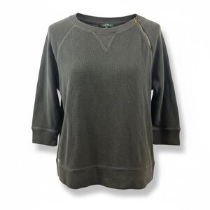 Ralph Lauren Women's Black Textured Top with Zipper